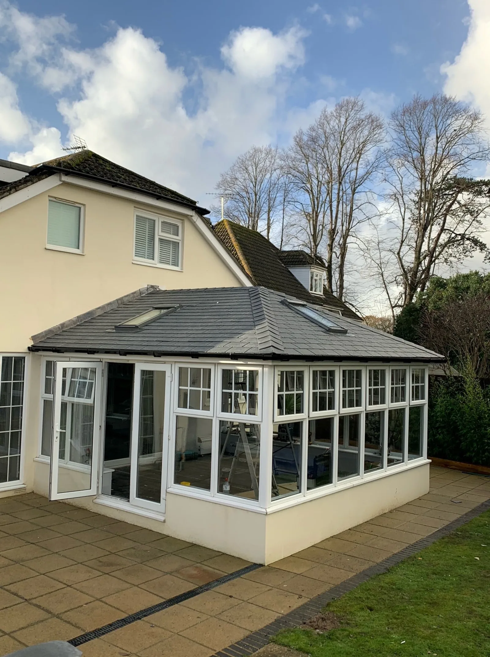 Finished Supalite tiled conservatory roof exterior on a Greater Manchester home
