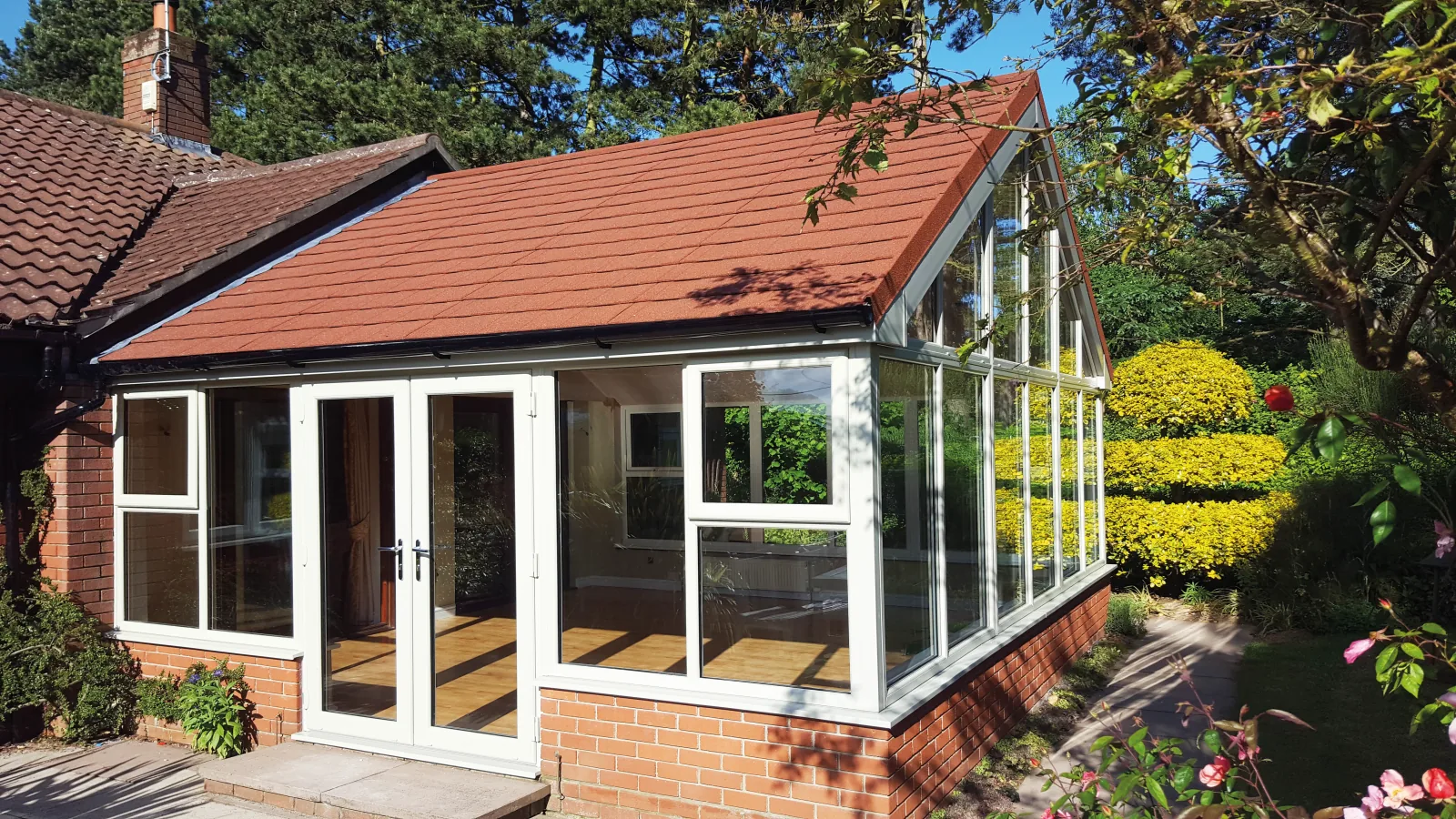 Gable-end Edwardian-style Supalite tiled conservatory roof